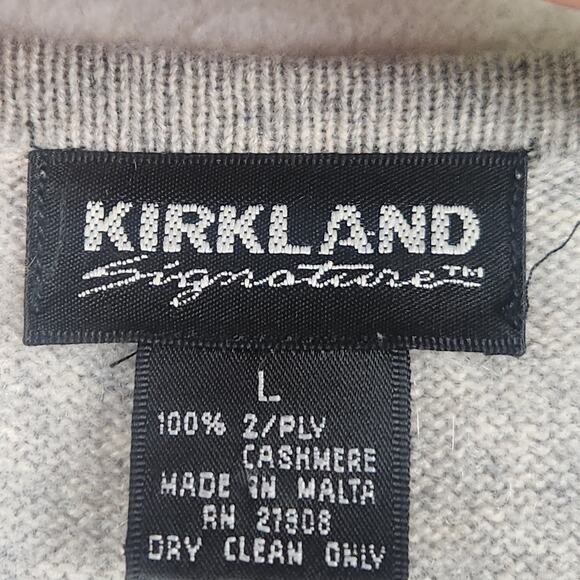 Kirkland Signature 2-Ply Cashmere Pullover Sweater Women L Gray Short Sleeve EUC - Picture 10 of 11